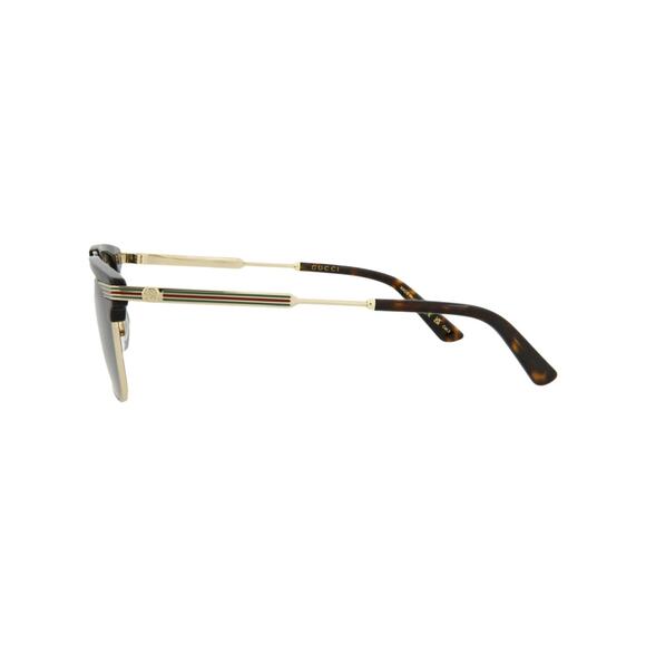 Gucci Black Gold Grey Square Frame Metal Designer Sunglasses
